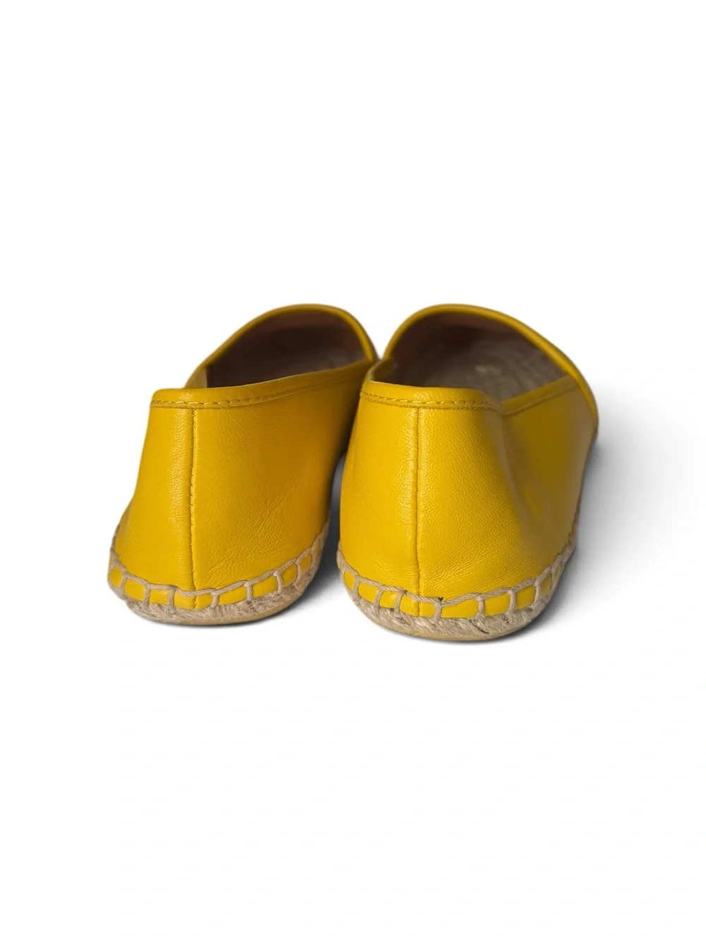 Coach Yellow Leather Espadrille Slip-Ons with Jute Toe